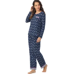 Outlet Cotton Rich Long Sleeve Top with Pant Pajama Set Women Sleepwear|Long Sleeves