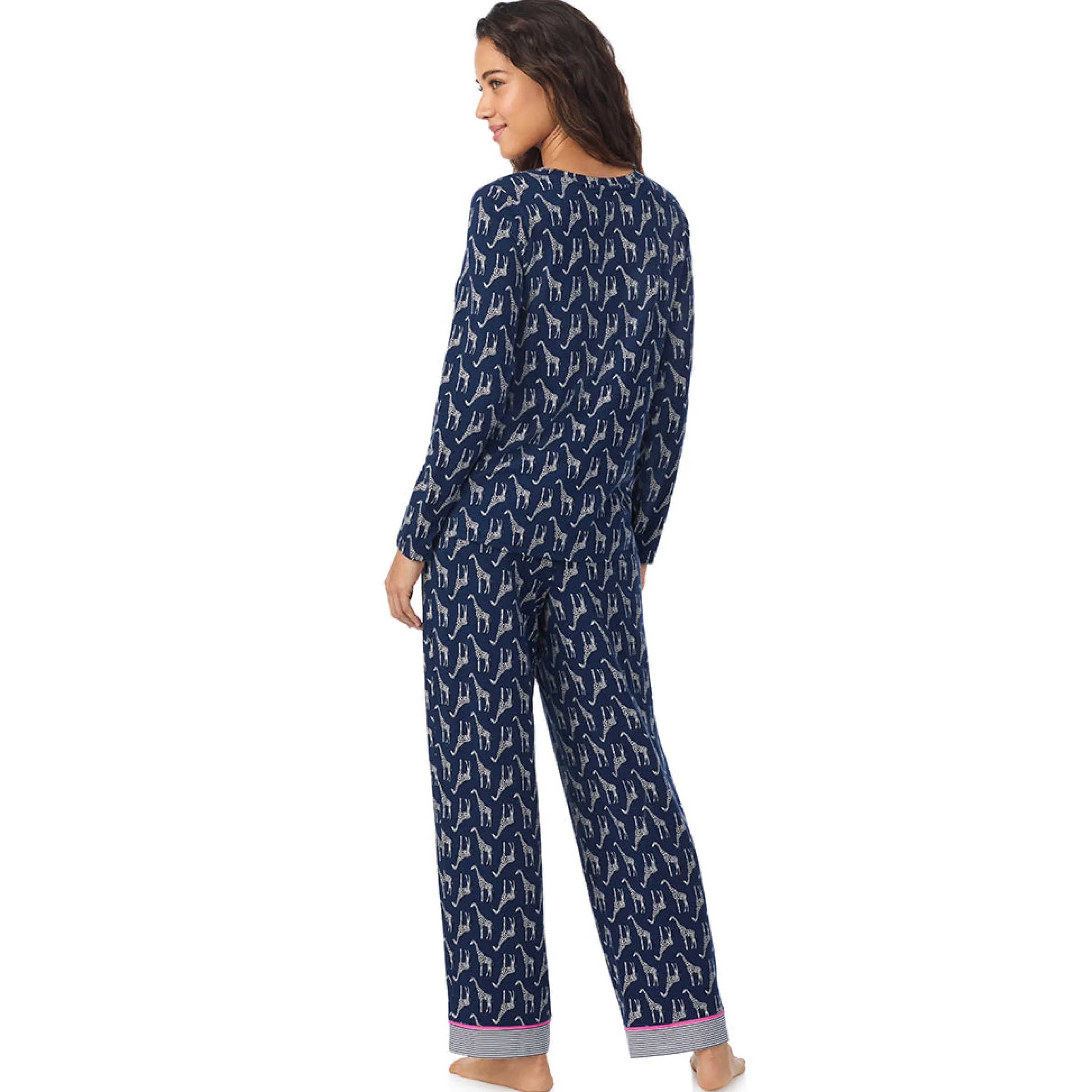 Outlet Cotton Rich Long Sleeve Top with Pant Pajama Set Women Sleepwear|Long Sleeves