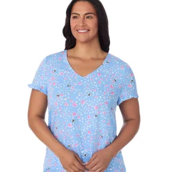 Sale Cotton Rich Ruffled Short Sleeve Top with Pant Pajama Set PLUS Women Sleepwear|Plus Size