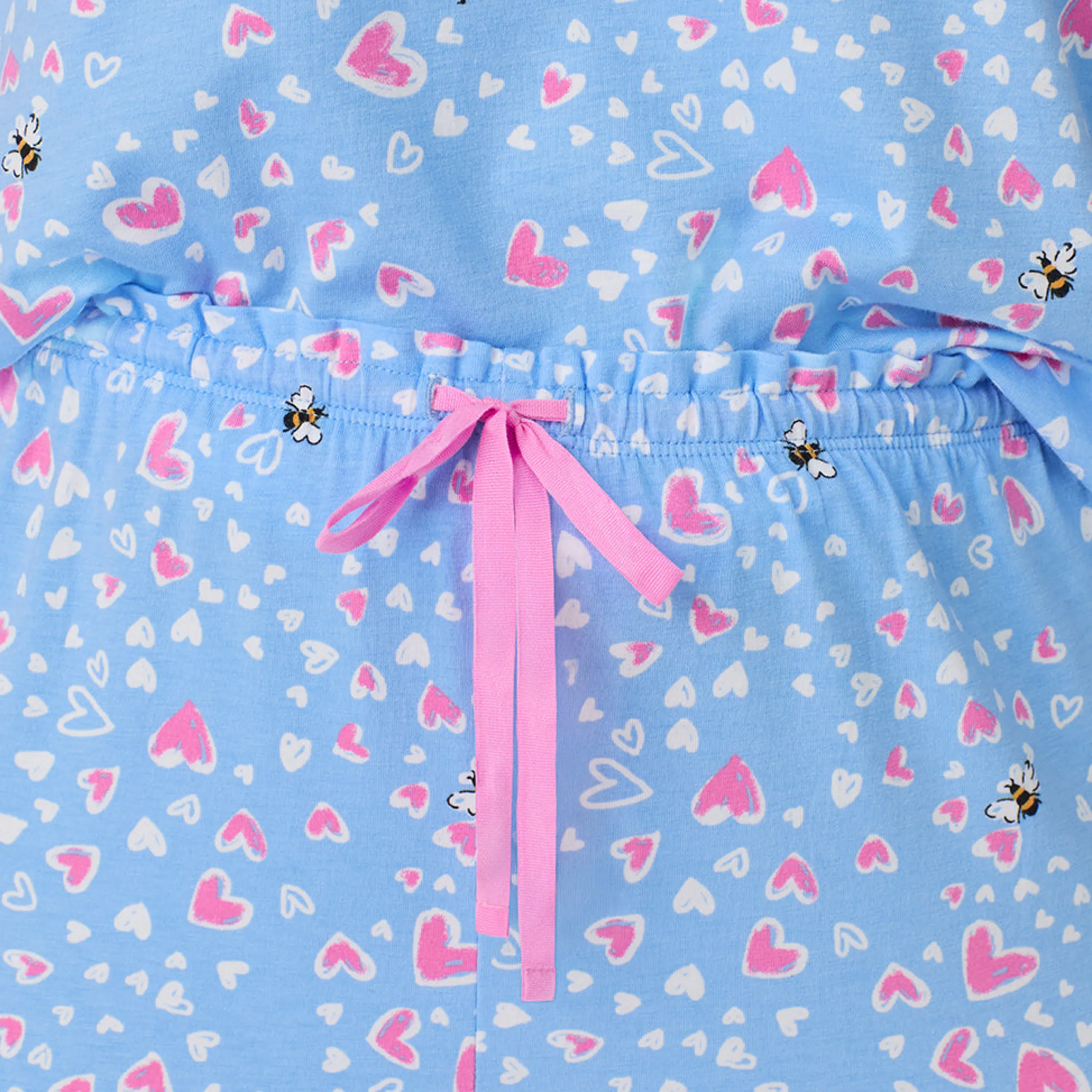 Sale Cotton Rich Ruffled Short Sleeve Top with Pant Pajama Set PLUS Women Sleepwear|Plus Size