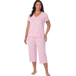 Sale Cotton Rich Ruffled Short Sleeve Top with Pant Pajama Set PLUS Women Sleepwear|Plus Size