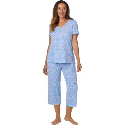 Cotton Rich Ruffled Short Sleeve Top with Pant Pajama Set Women Sleepwear