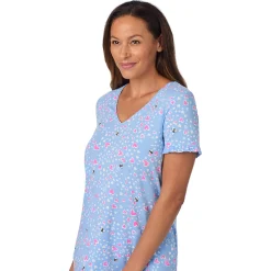 Cotton Rich Ruffled Short Sleeve Top with Pant Pajama Set Women Sleepwear