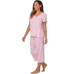 Cotton Rich Ruffled Short Sleeve Top with Pant Pajama Set Women Sleepwear