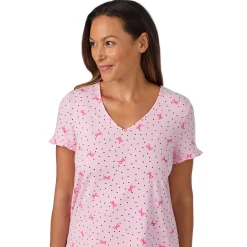 Cotton Rich Ruffled Short Sleeve Top with Pant Pajama Set Women Sleepwear