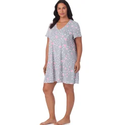 Cotton Rich Ruffled Short Sleeve Sleepshirt PLUS Women Sleepwear|Plus Size