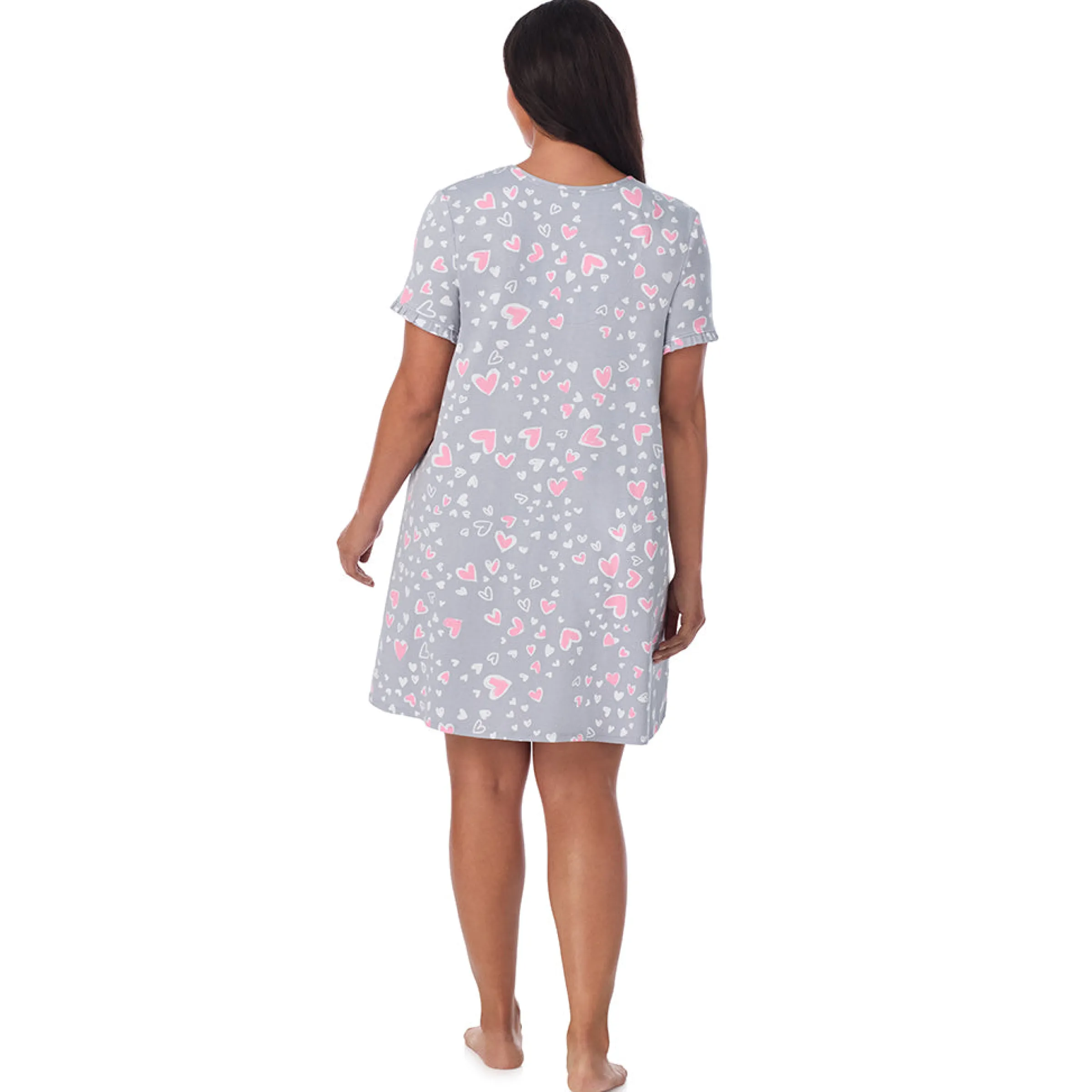 Cotton Rich Ruffled Short Sleeve Sleepshirt PLUS Women Sleepwear|Plus Size