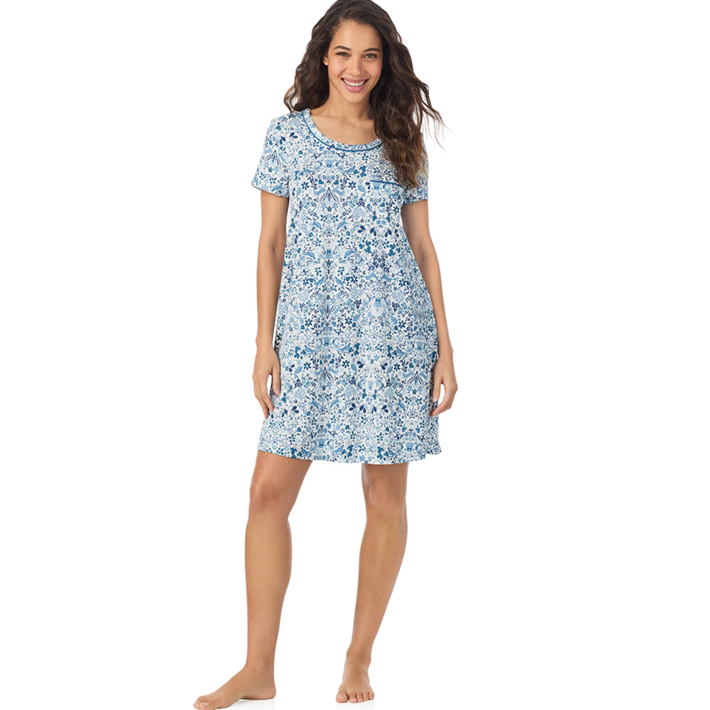 New Cotton Rich Short Sleeve Sleepshirt Women Sleepwear