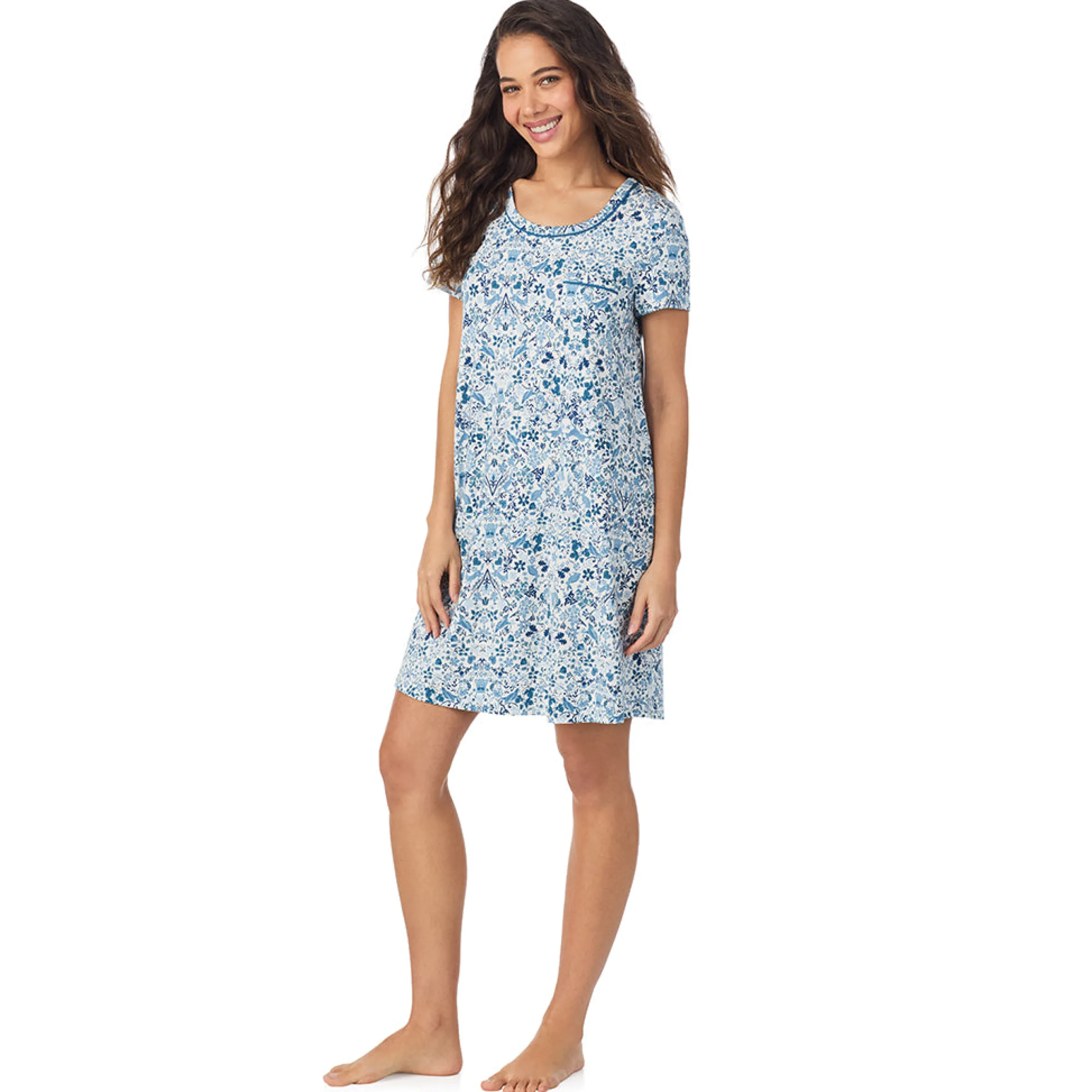 New Cotton Rich Short Sleeve Sleepshirt Women Sleepwear