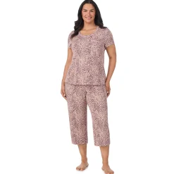 Hot Cotton Rich Short Sleeve Top with Cropped Pant Pajama Set PLUS Women Sleepwear|Plus Size