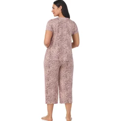 Hot Cotton Rich Short Sleeve Top with Cropped Pant Pajama Set PLUS Women Sleepwear|Plus Size