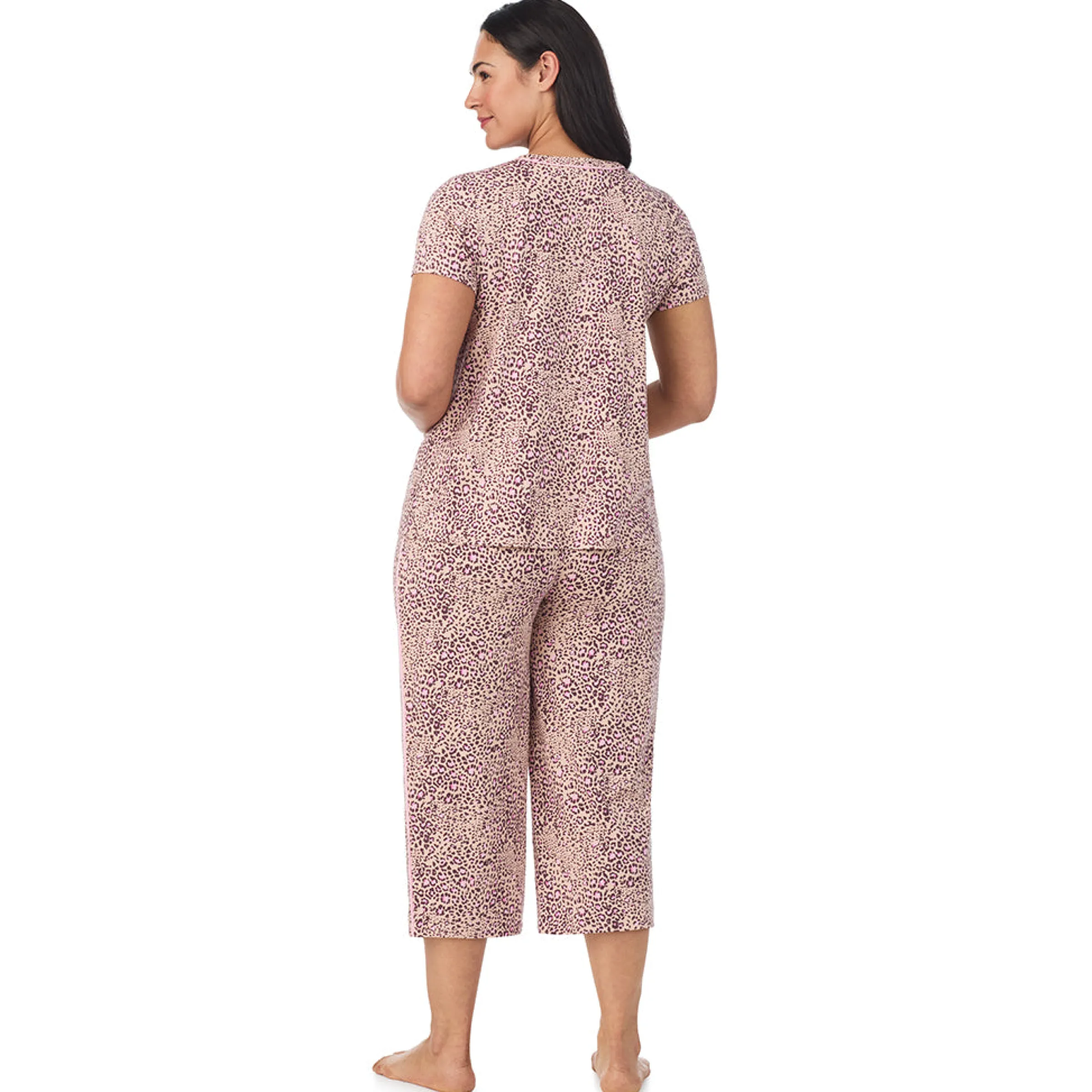 Hot Cotton Rich Short Sleeve Top with Cropped Pant Pajama Set PLUS Women Sleepwear|Plus Size