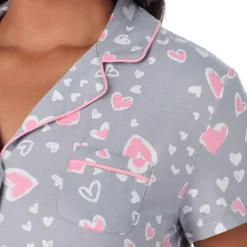 Clearance Cotton Rich Short Sleeve Notch Collar Top with Cropped Pant Pajama Set Women Sleepwear|Plus Size