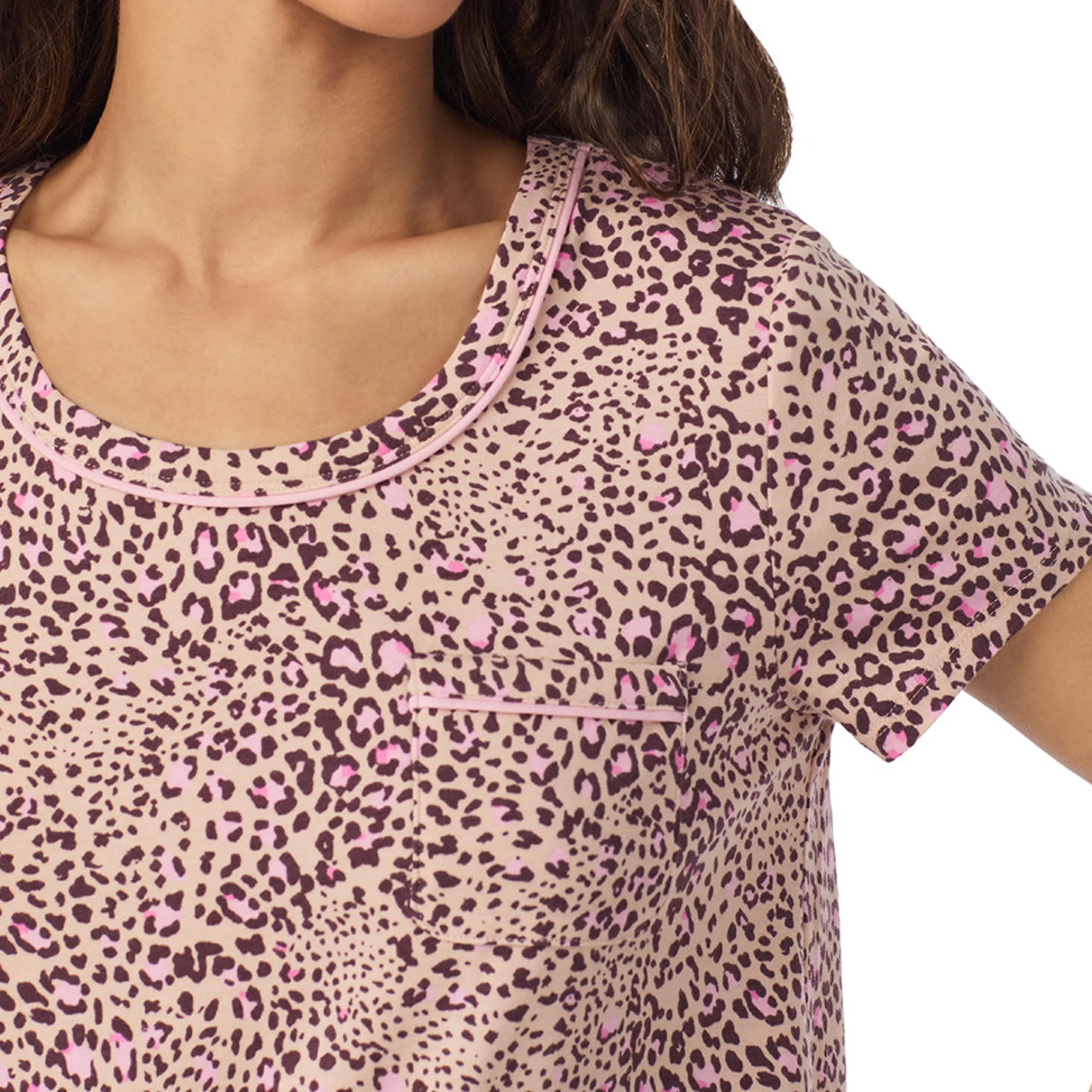 Clearance Cotton Rich Short Sleeve Top with Cropped Pant Pajama Set Women Sleepwear