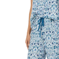 Clearance Cotton Rich Short Sleeve Top with Cropped Pant Pajama Set Women Sleepwear