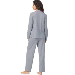 Clearance Cotton-Blend Long Sleeve Notch Collar 2-Pc Pajama Set Women Long Sleeves|Sleepwear