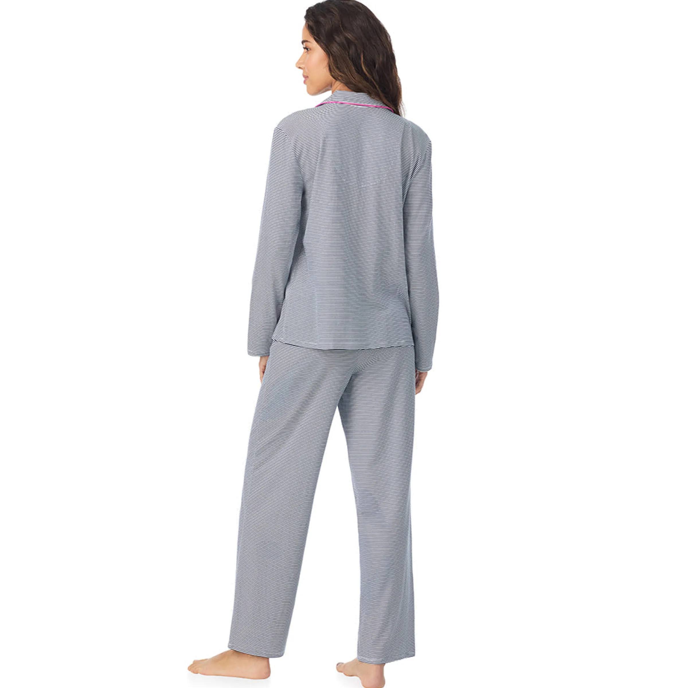 Clearance Cotton-Blend Long Sleeve Notch Collar 2-Pc Pajama Set Women Long Sleeves|Sleepwear