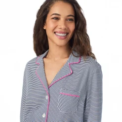 Clearance Cotton-Blend Long Sleeve Notch Collar 2-Pc Pajama Set Women Long Sleeves|Sleepwear