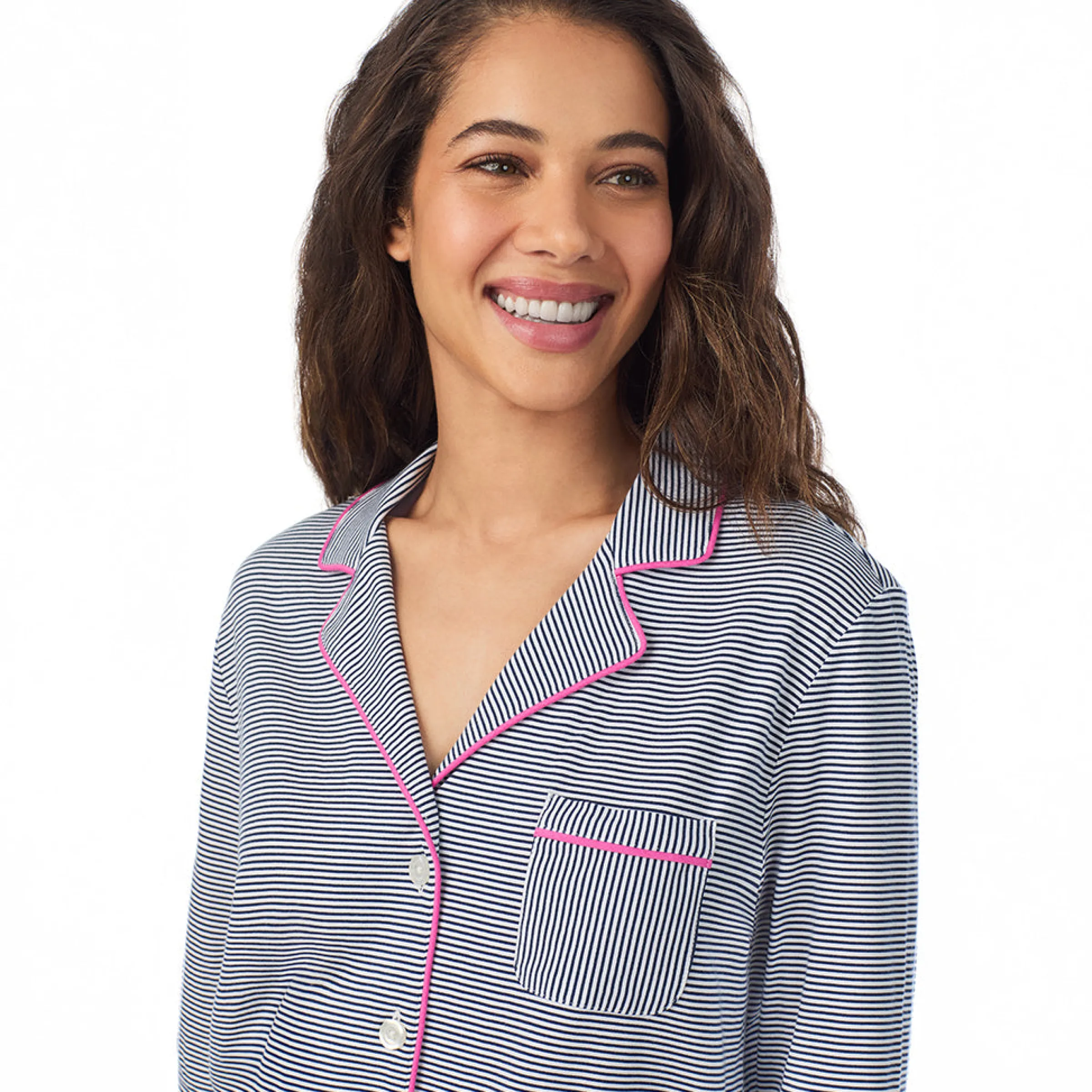 Clearance Cotton-Blend Long Sleeve Notch Collar 2-Pc Pajama Set Women Long Sleeves|Sleepwear