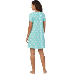 Cotton-Blend Short Sleeve V-Neck Sleep Shirt Women Sleepwear