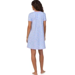 Cotton-Blend Short Sleeve V-Neck Sleep Shirt Women Sleepwear