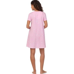Cotton-Blend Short Sleeve V-Neck Sleep Shirt Women Sleepwear