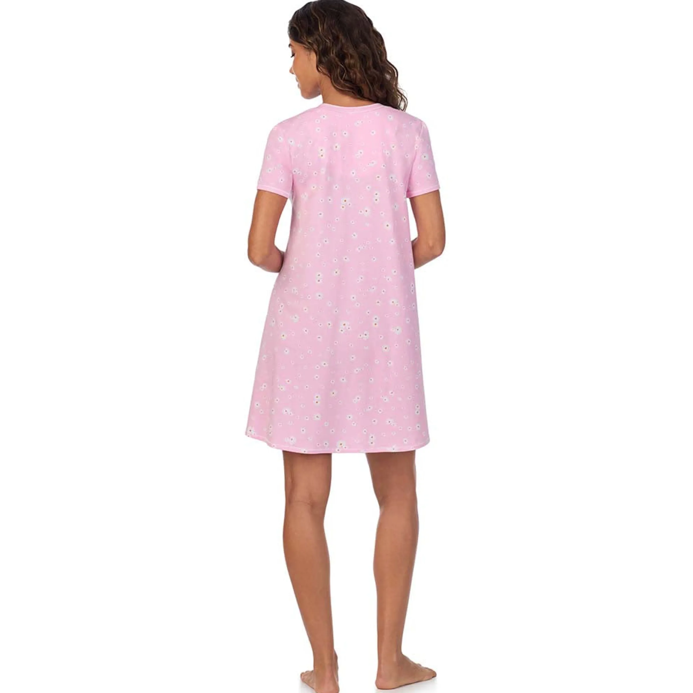 Cotton-Blend Short Sleeve V-Neck Sleep Shirt Women Sleepwear
