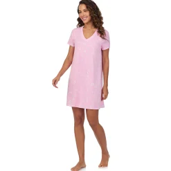 Cotton-Blend Short Sleeve V-Neck Sleep Shirt Women Sleepwear