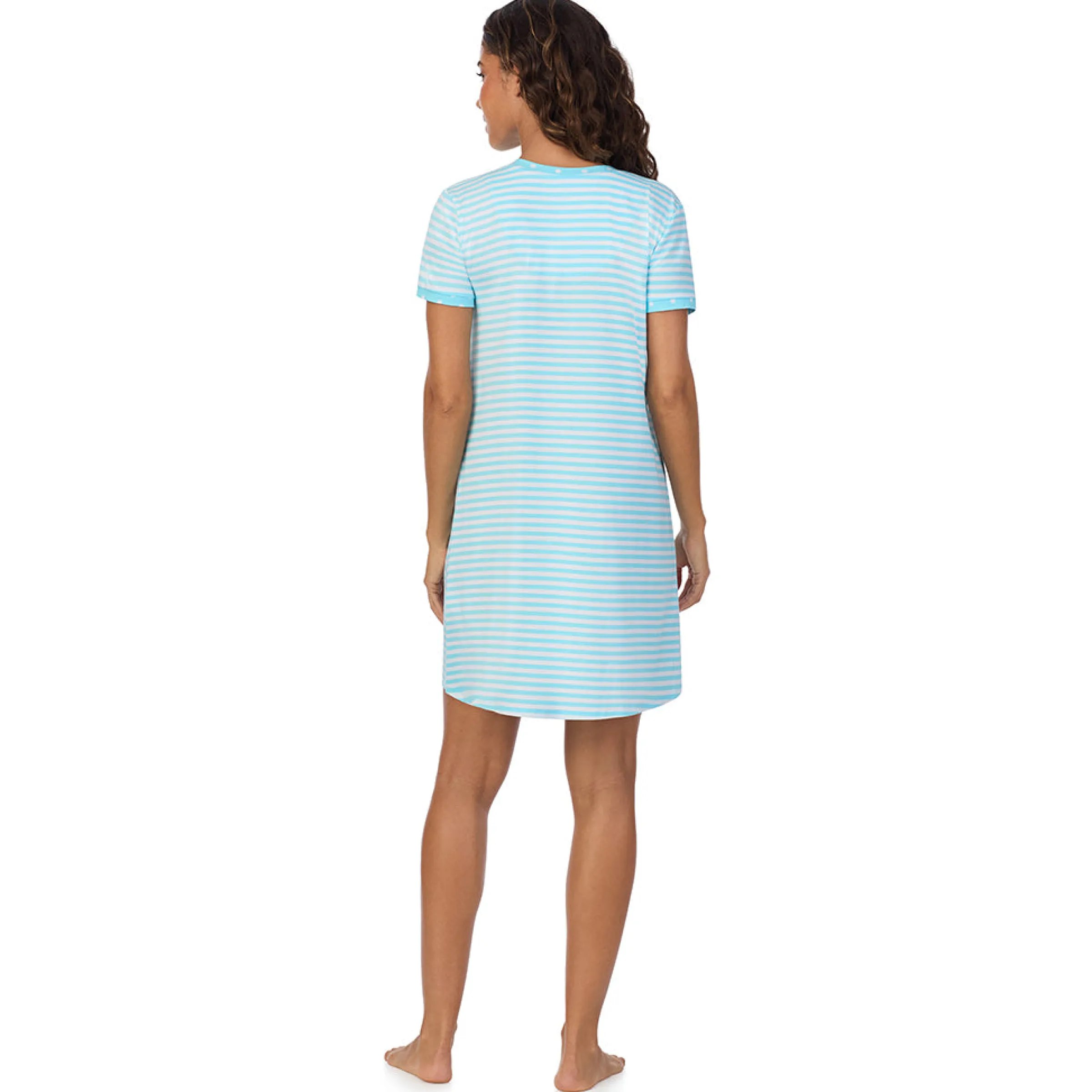 Cotton-Blend Short Sleeve V-Neck Sleep Shirt Women Sleepwear