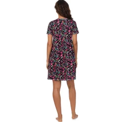 Cotton-Blend Short Sleeve V-Neck Sleep Shirt Women Sleepwear