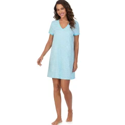 Cotton-Blend Short Sleeve V-Neck Sleep Shirt Women Sleepwear