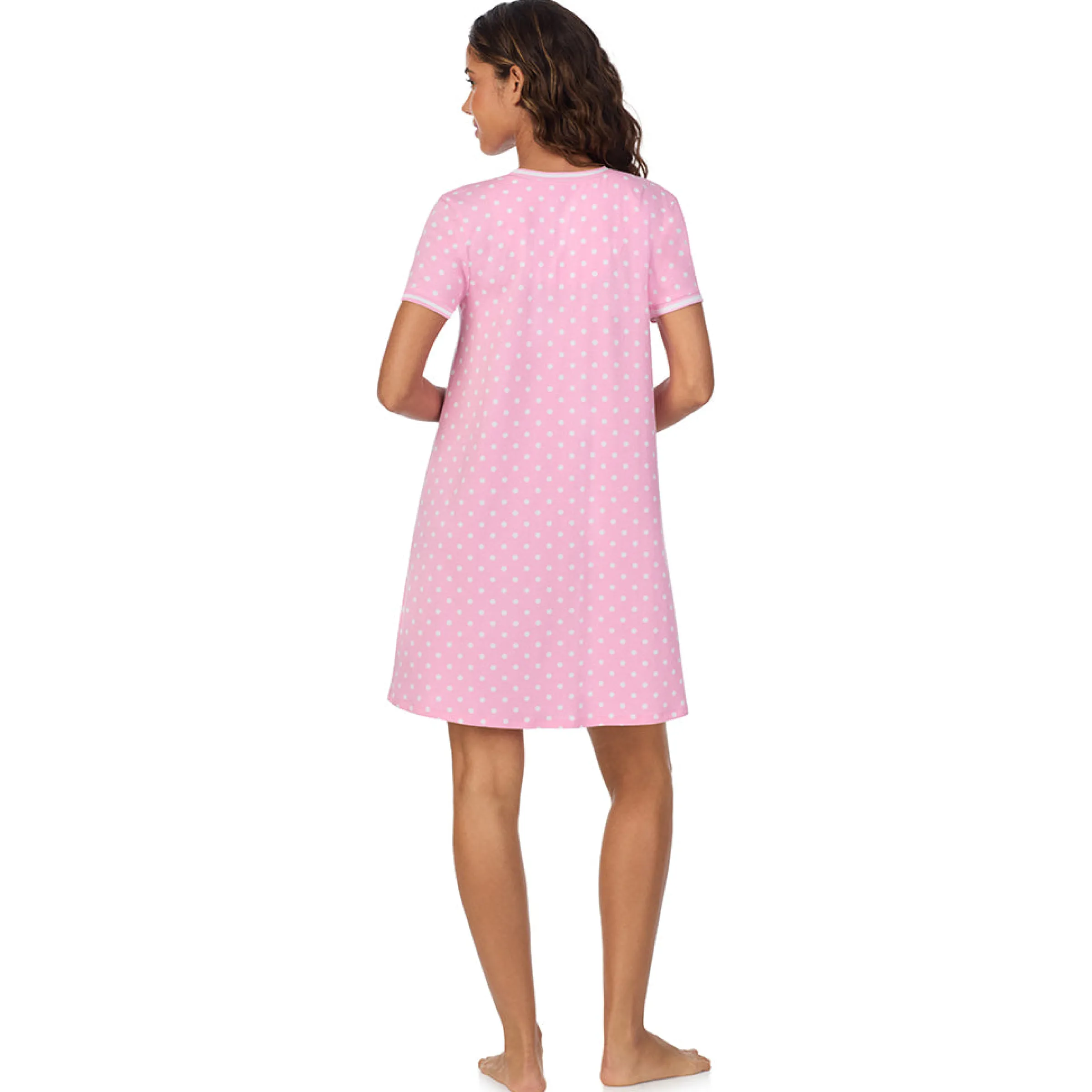 Cotton-Blend Short Sleeve V-Neck Sleep Shirt Women Sleepwear