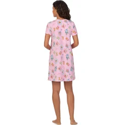 Cotton-Blend Short Sleeve V-Neck Sleep Shirt Women Sleepwear