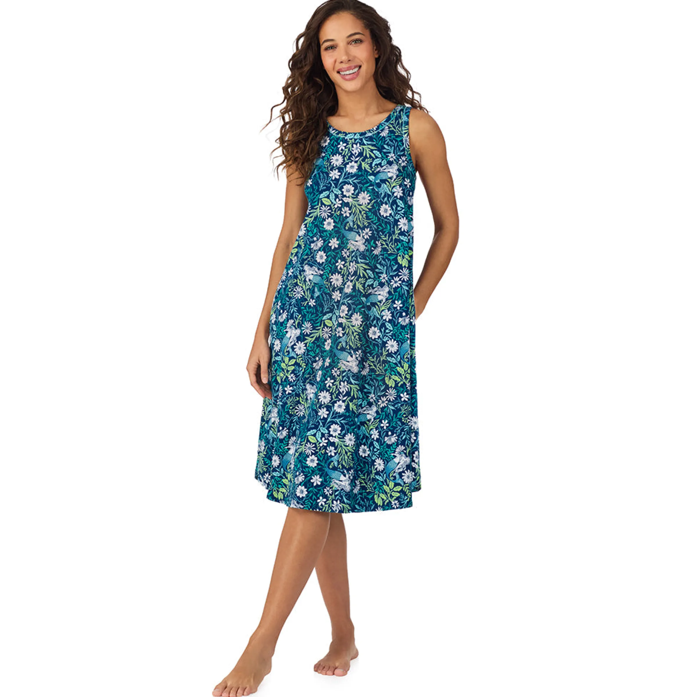 Sale Cotton-Blend Sleeveless Sleep Midi-Gown Women Sleepwear