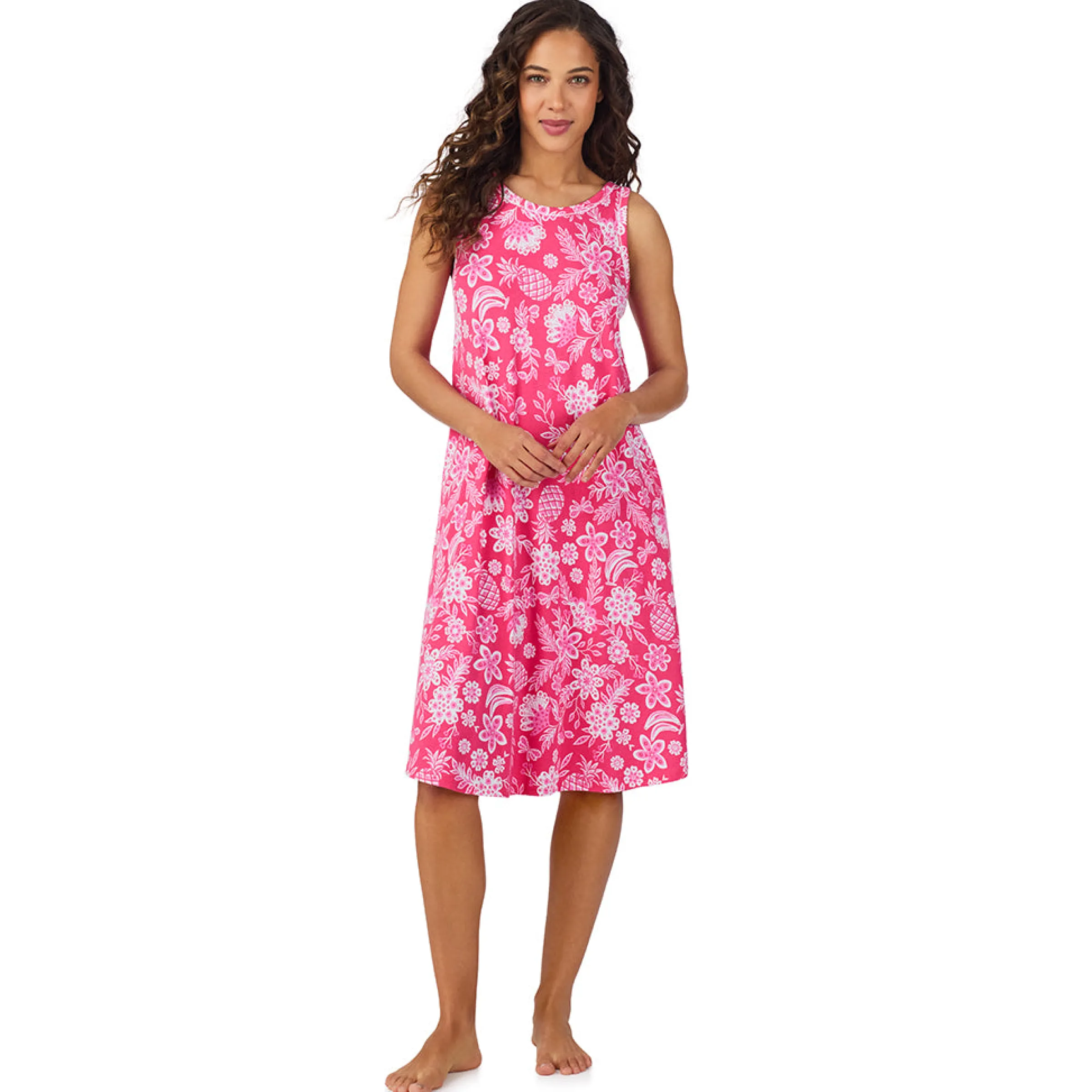 Sale Cotton-Blend Sleeveless Sleep Midi-Gown Women Sleepwear