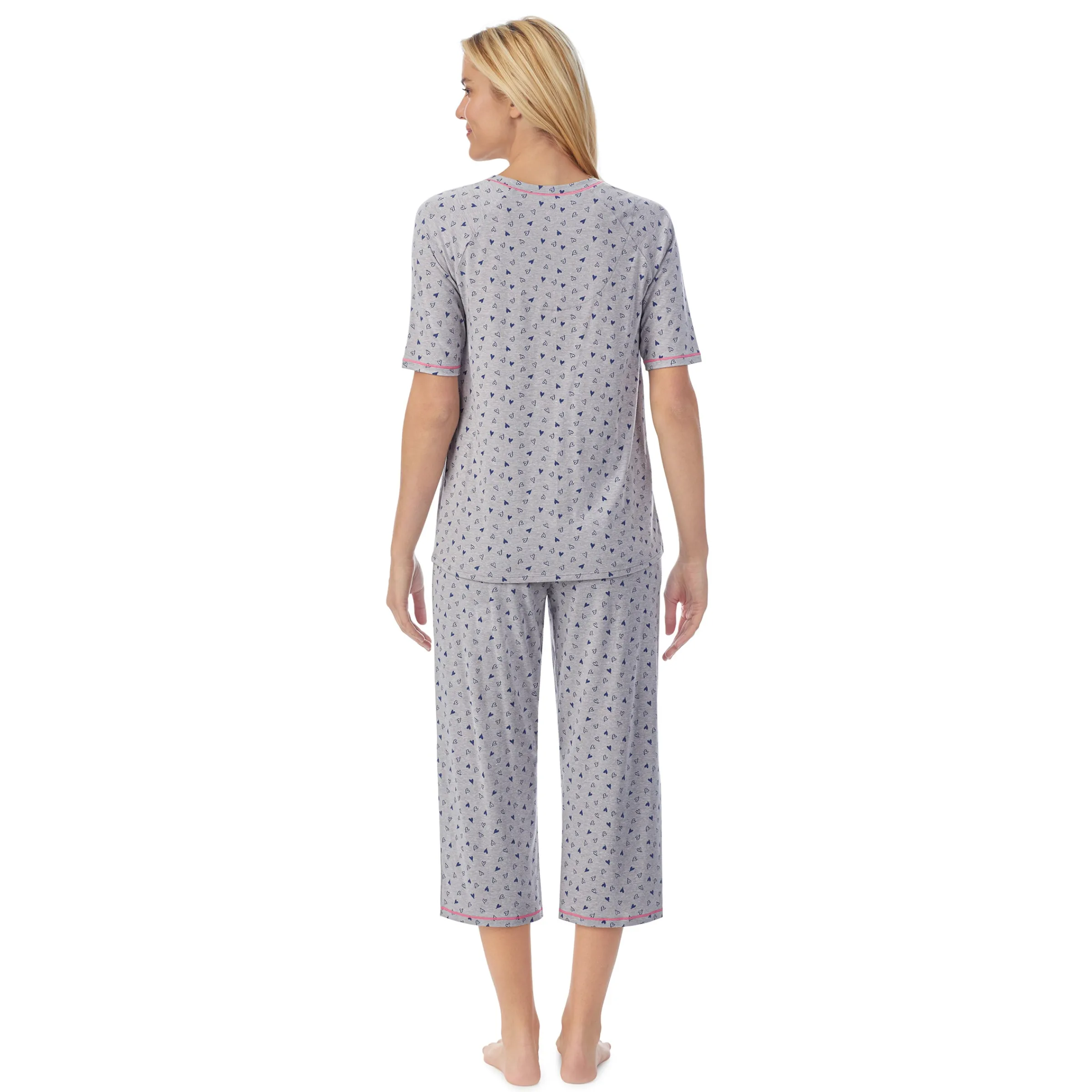 Cuddl Smart Elbow Sleeve Top with Cropped Pant Pajama Set Women Sleepwear