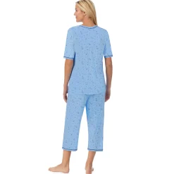 Cuddl Smart Elbow Sleeve Top with Cropped Pant Pajama Set Women Sleepwear
