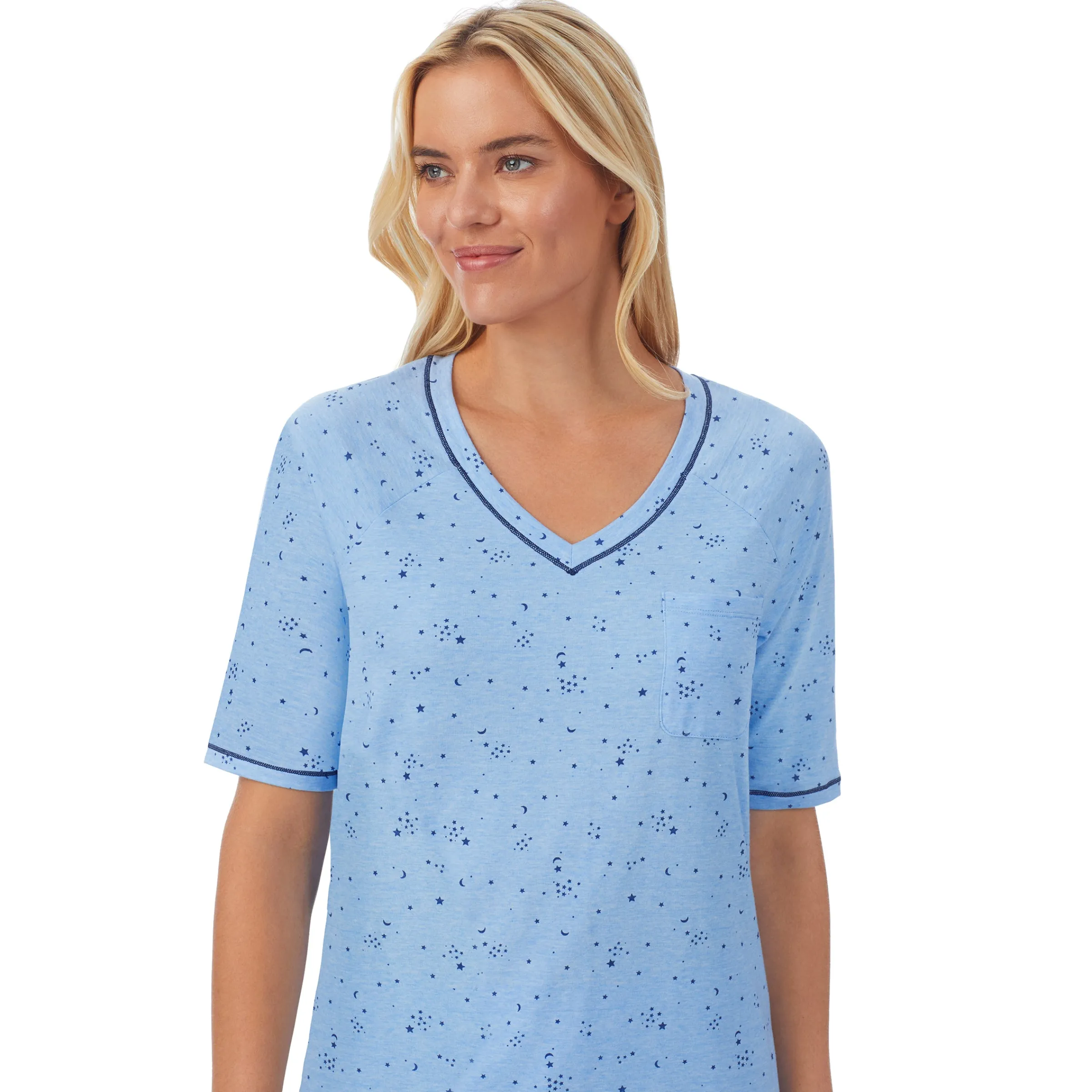 Cuddl Smart Elbow Sleeve Top with Cropped Pant Pajama Set Women Sleepwear