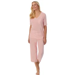 Cuddl Smart Elbow Sleeve Top with Cropped Pant Pajama Set Women Sleepwear