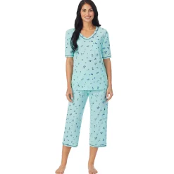 Cuddl Smart Elbow Sleeve Top with Cropped Pant Pajama Set Women Sleepwear