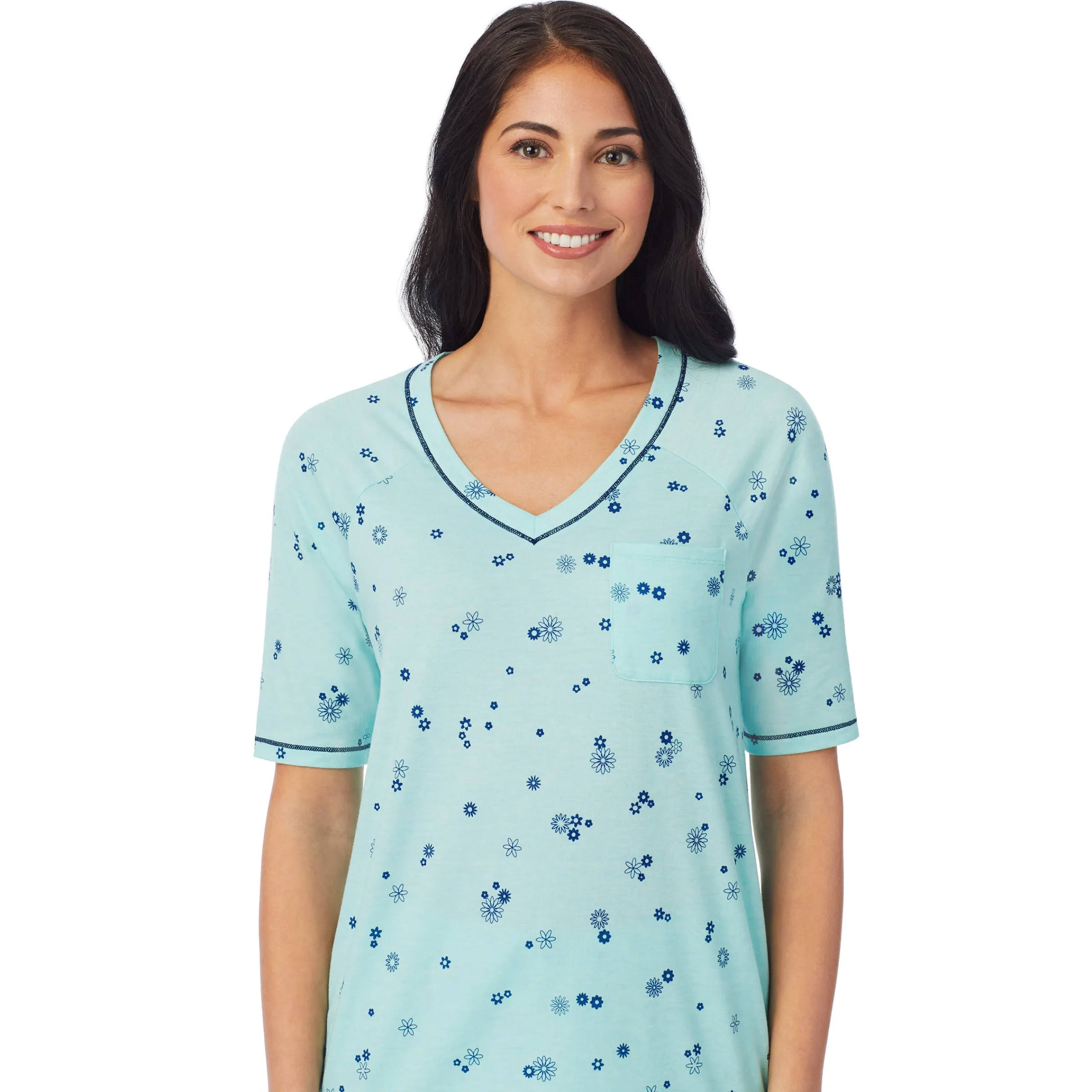 Cuddl Smart Elbow Sleeve Top with Cropped Pant Pajama Set Women Sleepwear