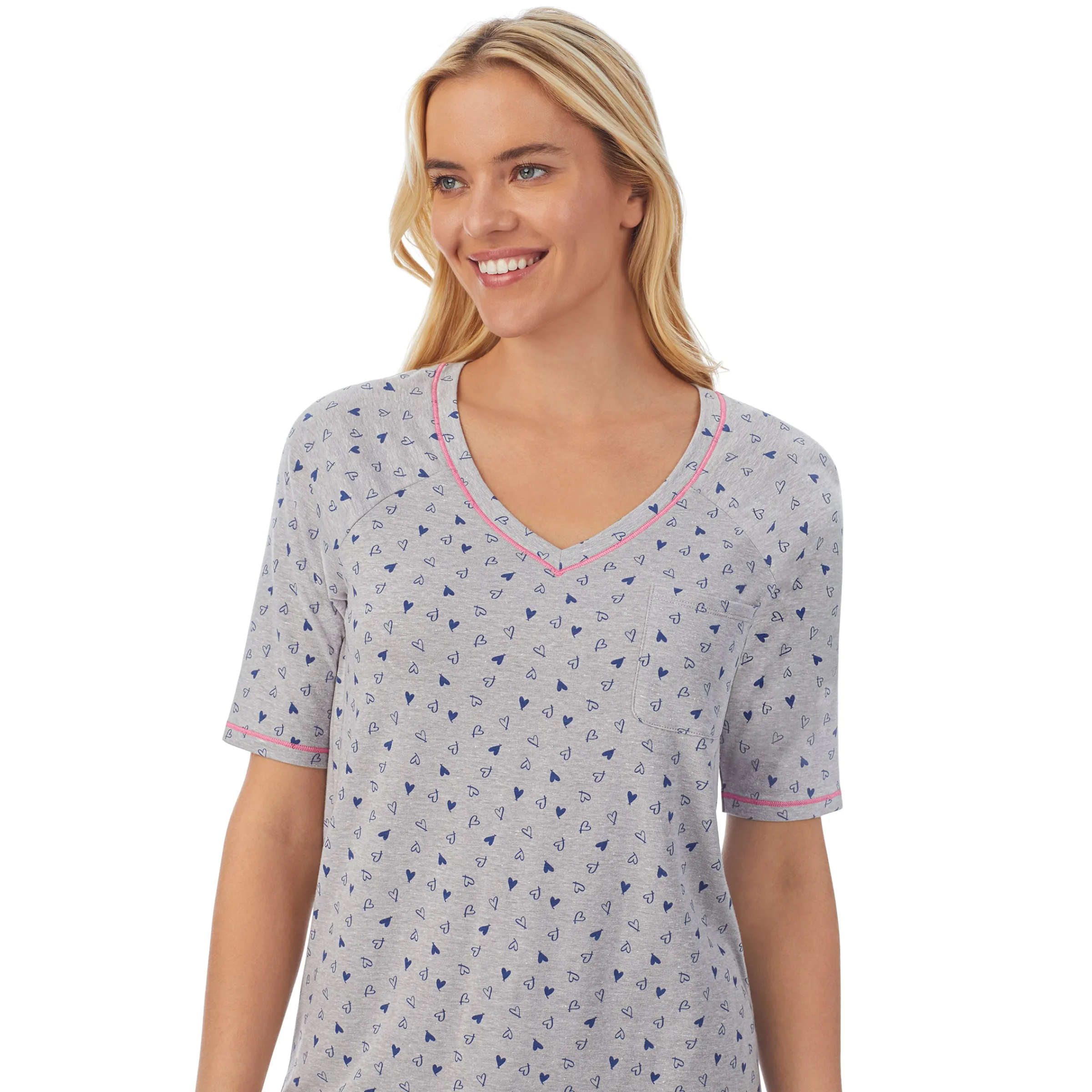 Cuddl Smart Elbow Sleeve Top with Cropped Pant Pajama Set Women Sleepwear