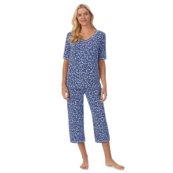 Cuddl Smart Elbow Sleeve Top with Cropped Pant Pajama Set Women Sleepwear