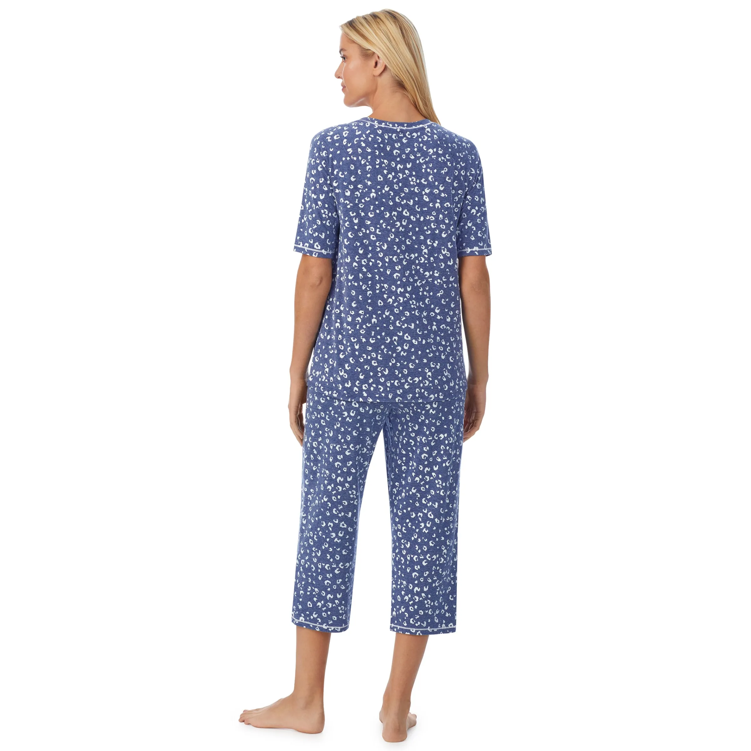 Cuddl Smart Elbow Sleeve Top with Cropped Pant Pajama Set Women Sleepwear
