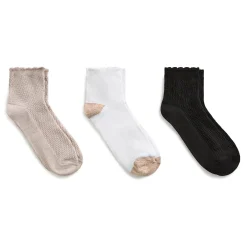 Clearance Diagonal Rib / Scallop Welt Anklet Sock 3-Pack Women Women's Accessories|Socks