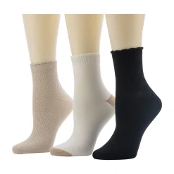 Clearance Diagonal Rib / Scallop Welt Anklet Sock 3-Pack Women Women's Accessories|Socks