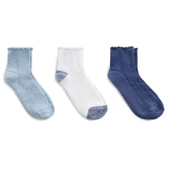 Clearance Diagonal Rib / Scallop Welt Anklet Sock 3-Pack Women Women's Accessories|Socks