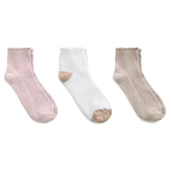 Clearance Diagonal Rib / Scallop Welt Anklet Sock 3-Pack Women Women's Accessories|Socks