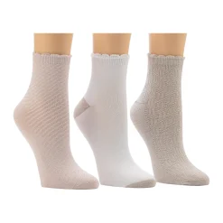 Clearance Diagonal Rib / Scallop Welt Anklet Sock 3-Pack Women Women's Accessories|Socks