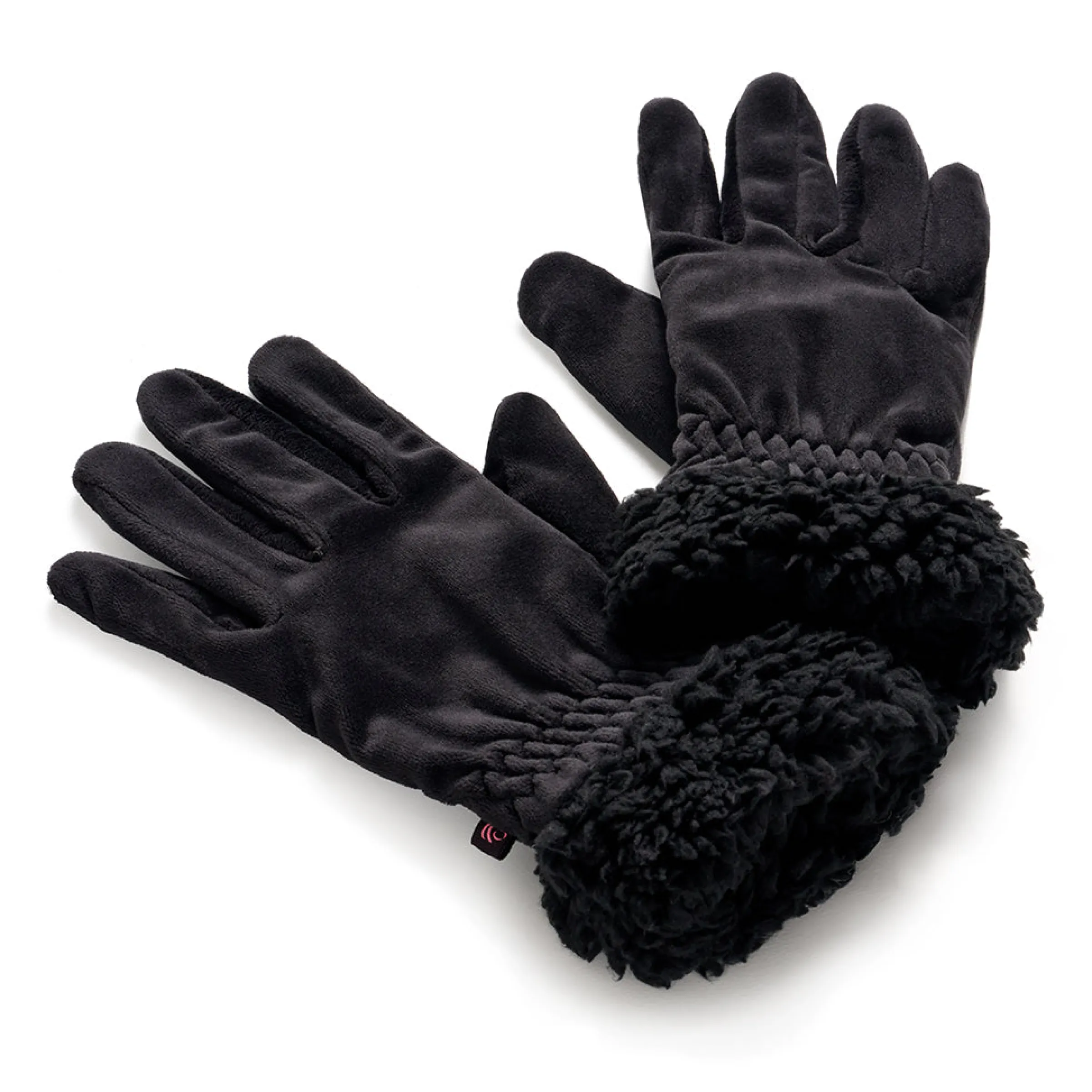 Outlet Double Plush Velour and Faux Fur Gloves with Sherpa Cuff Women Women's Accessories|Gloves